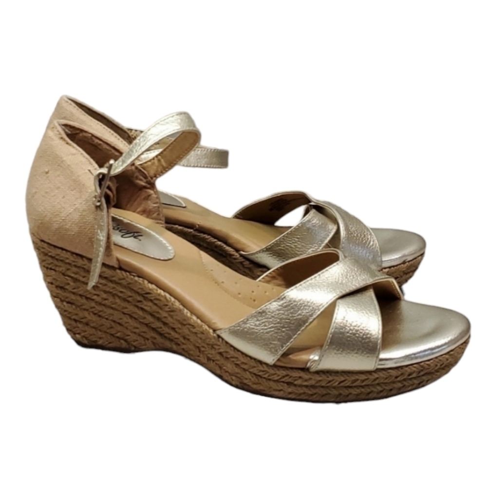 Euro By Sofft Womens Soft Comfort Espadrille Wedge Sandals Shoes sz 9M